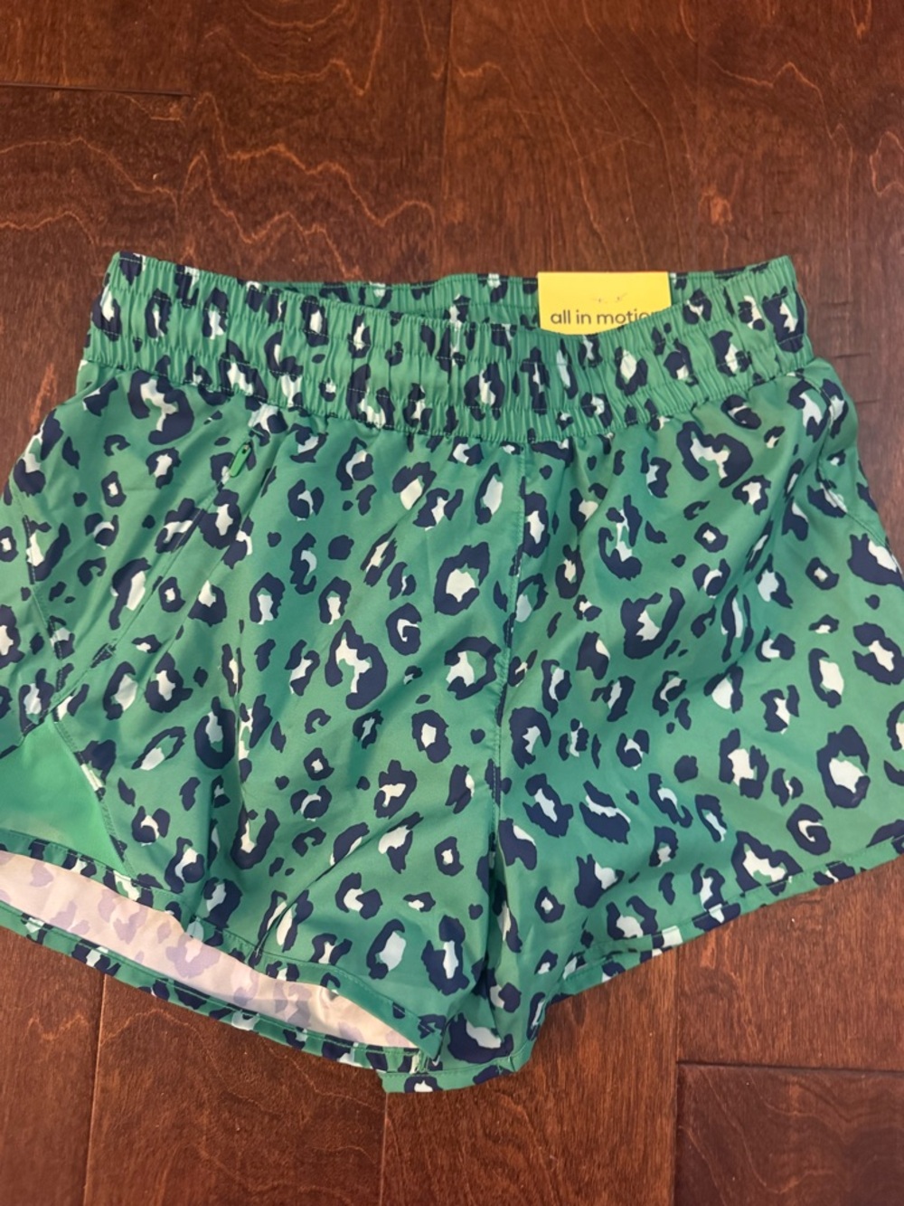 All in Motion Green Leopard Print Workout Shorts